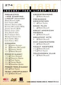 1998 Leaf Rookies & Stars #274 Mark Brunell Back