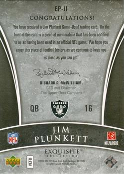 2006 Upper Deck Exquisite Collection - Patch Silver #EP-JI Jim Plunkett Back