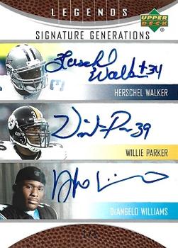 2006 Upper Deck Legends - Signature Generations #SG-WPW Herschel Walker / Willie Parker / DeAngelo Williams Front