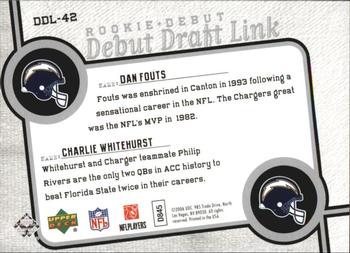 2006 Upper Deck Rookie Debut - Draft Link #DDL-42 Dan Fouts / Charlie Whitehurst Back