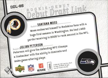 2006 Upper Deck Rookie Debut - Draft Link #DDL-85 Santana Moss / Julian Peterson Back