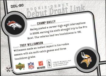 2006 Upper Deck Rookie Debut - Draft Link #DDL-90 Champ Bailey / Troy Williamson Back