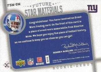 2006 Upper Deck Rookie Debut - Future Star Materials Silver #FSM-SM Sinorice Moss Back