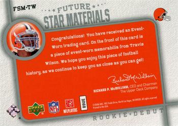 2006 Upper Deck Rookie Debut - Future Star Materials Silver #FSM-TW Travis Wilson Back