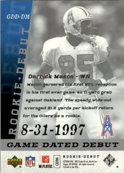 2006 Upper Deck Rookie Debut - Game Dated #GDD-DM Derrick Mason Back