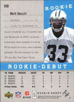 2006 Upper Deck Rookie Debut - Holofoil #115 Nate Salley Back
