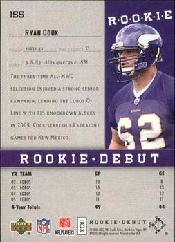 2006 Upper Deck Rookie Debut - Holofoil #155 Ryan Cook Back