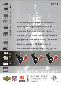 2006 Upper Deck Rookie Debut - Rookie Photo Shoot Flashback Silver #RPF4 Andre Johnson Back