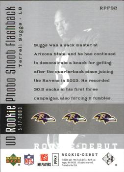 2006 Upper Deck Rookie Debut - Rookie Photo Shoot Flashback Silver #RPF92 Terrell Suggs Back
