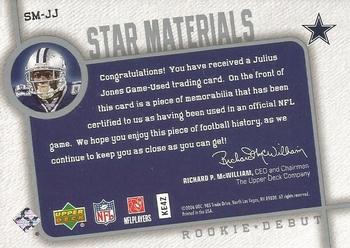 2006 Upper Deck Rookie Debut - Star Materials Silver #SM-JJ Julius Jones Back