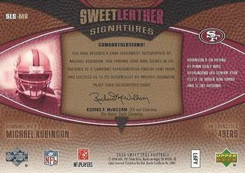 2006 Upper Deck Sweet Spot - Sweet Leather Signatures #SLS-MR Michael Robinson Back