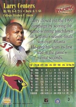 1998 Pacific #3 Larry Centers Back