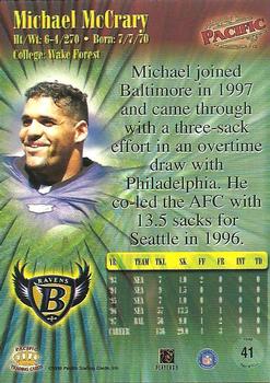 1998 Pacific #41 Michael McCrary Back