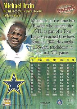 1998 Pacific #111 Michael Irvin Back