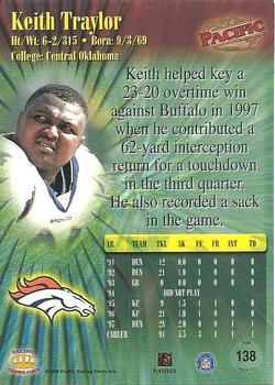 1998 Pacific #138 Keith Traylor Back