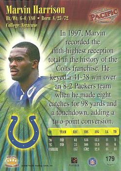 1998 Pacific #179 Marvin Harrison Back