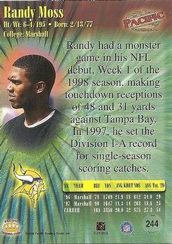 1998 Pacific #244 Randy Moss Back