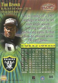 1998 Pacific #305 Tim Brown Back