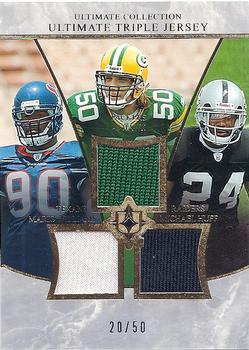 2006 Upper Deck Ultimate Collection - Jerseys Triple #UT-WHH Mario Williams / A.J. Hawk / Michael Huff Front