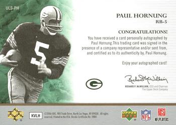 2006 Upper Deck Ultimate Collection - Loyalty Signatures #ULS-PH Paul Hornung Back