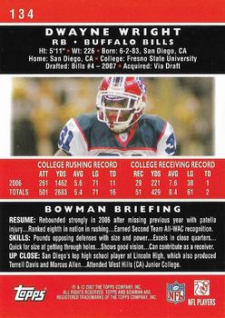 2007 Bowman - Gold #134 Dwayne Wright Back