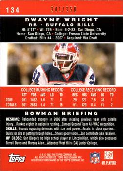 2007 Bowman - Orange #134 Dwayne Wright Back