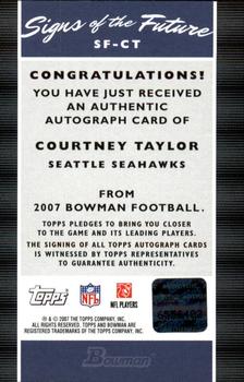 2007 Bowman - Signs of the Future #SF-CT Courtney Taylor Back