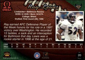 1998 Pacific Omega #20 Ray Lewis Back