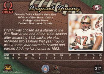 1998 Pacific Omega #217 Bryant Young Back