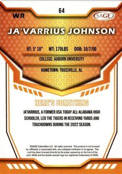 2024 SAGE HIT - Red #64 Ja'Varrius Johnson Back