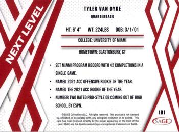 2024 SAGE HIT - Red #101 Tyler Van Dyke Back