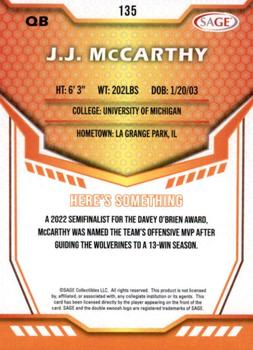 2024 SAGE HIT - Red #135 J.J. McCarthy Back