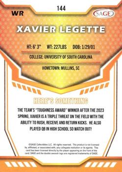 2024 SAGE HIT - Red #144 Xavier Legette Back