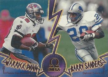 1998 Pacific Omega - Face To Face #2 Barry Sanders / Warrick Dunn Front