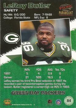 1998 Pacific Paramount #84 LeRoy Butler Back