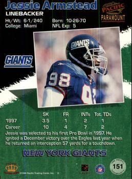 1998 Pacific Paramount #151 Jessie Armstead Back