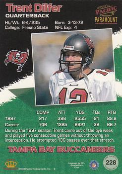 1998 Pacific Paramount #228 Trent Dilfer Back