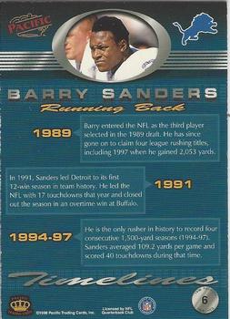 1998 Pacific - Timelines #6 Barry Sanders Back