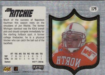 1998 Playoff Absolute SSD Hobby #179 Jon Ritchie Back