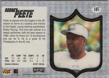 1998 Playoff Absolute SSD Hobby #185 Rodney Peete Back