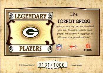 2007 Donruss Classics - Legendary Players Bronze #LP-6 Forrest Gregg Back