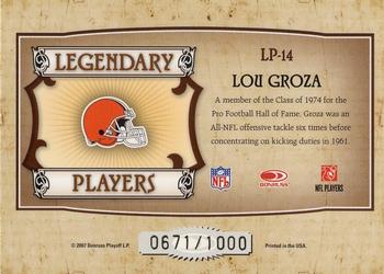 2007 Donruss Classics - Legendary Players Bronze #LP-14 Lou Groza Back