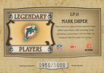2007 Donruss Classics - Legendary Players Bronze #LP-15 Mark Duper Back