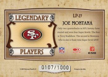 2007 Donruss Classics - Legendary Players Bronze #LP-27 Joe Montana Back