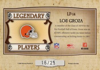 2007 Donruss Classics - Legendary Players Platinum #LP-14 Lou Groza Back