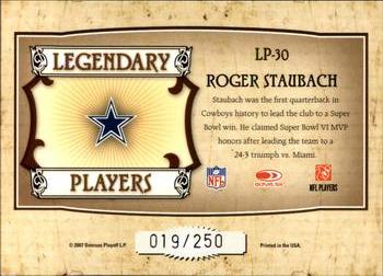 2007 Donruss Classics - Legendary Players Silver #LP-30 Roger Staubach Back
