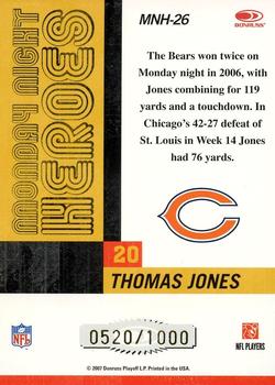 2007 Donruss Classics - Monday Night Heroes Bronze #MNH-26 Thomas Jones Back