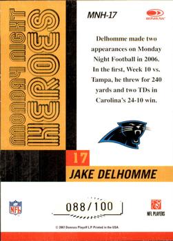 2007 Donruss Classics - Monday Night Heroes Gold #MNH-17 Jake Delhomme Back
