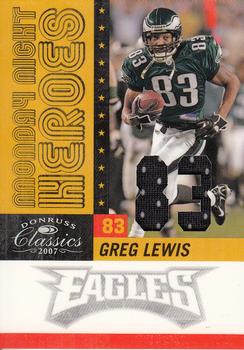 2007 Donruss Classics - Monday Night Heroes Jerseys Jersey Numbers #MNH-4 Greg Lewis Front