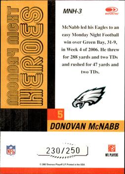 2007 Donruss Classics - Monday Night Heroes Silver #MNH-3 Donovan McNabb Back